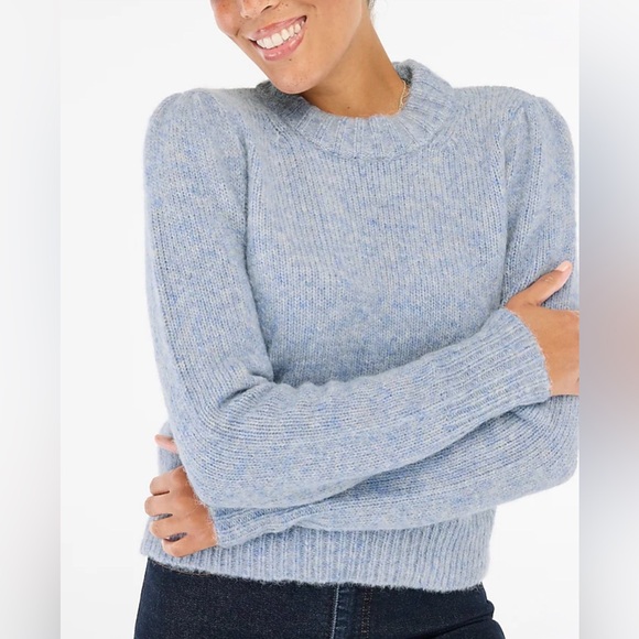 J. Crew Sweaters - J.Crew Fuzzy Puff-Sleeve Sweater — NWT — Size XL — Heather Frosted Grey (Blue)